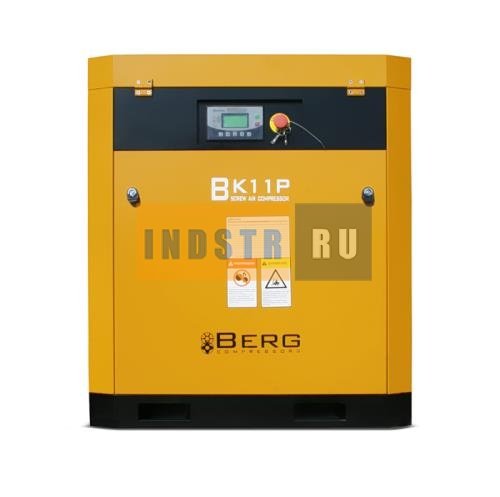Винтовой компрессор с ременным приводом и частотным преобразователем BERG ВК-11Р-E (IP23/IP54) 7 бар