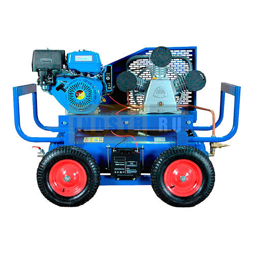 Бензиновый (с электрическим стартером) передвижной поршневой масляный компрессор с ременным приводом Remeza СБ4/С-90LB75 SPE390E (1164860)