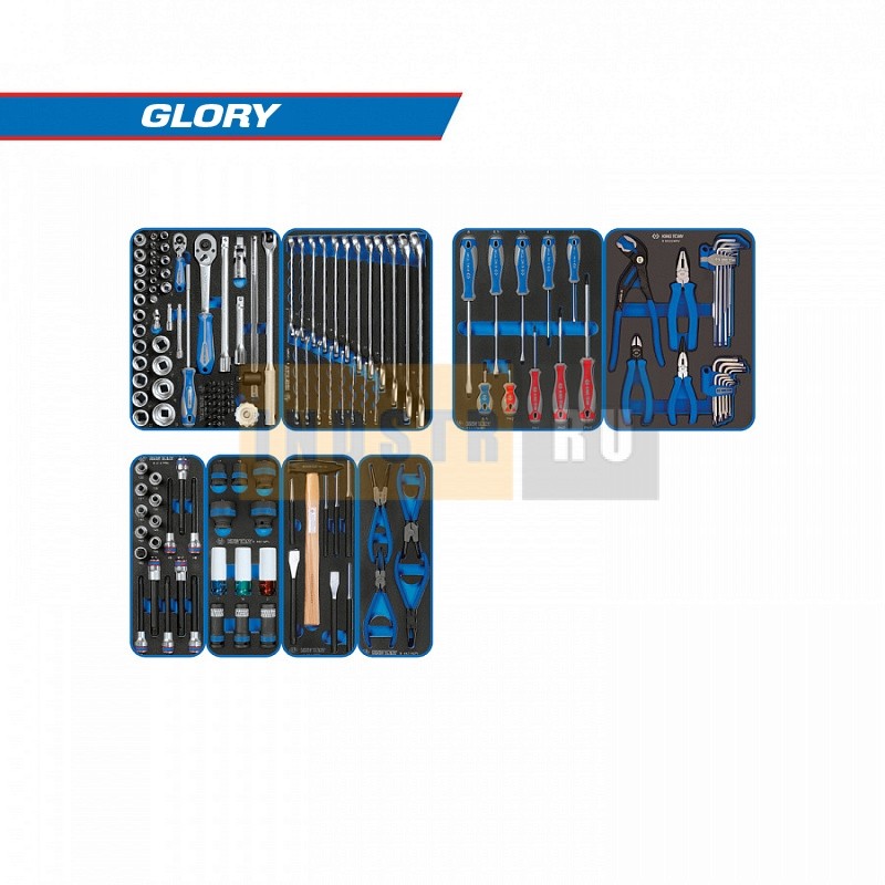 KING TONY Набор инструментов "GLORY" для тележки, 8 ложементов, 152 предмета (9G35-152MRVD)